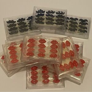 Mustaches and lips push pin decorations